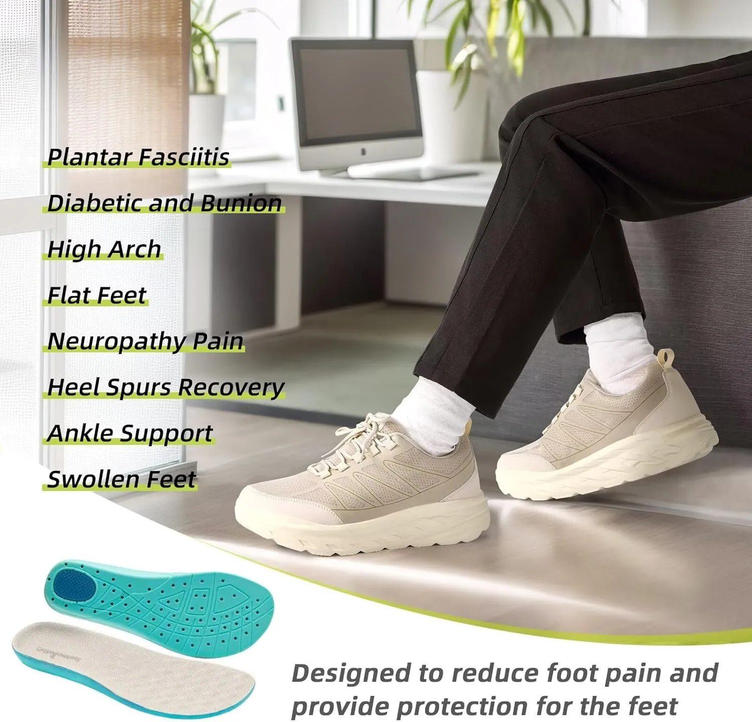 Orthopedic Shoes for Men Diabetic Wide: Comfortable Casual Arch Support Plantar Fasciitis Fashion Sneakers, Work Tennis Orthotic High Arch Swollen Feet Walking Shoes for Foot Heel Pain