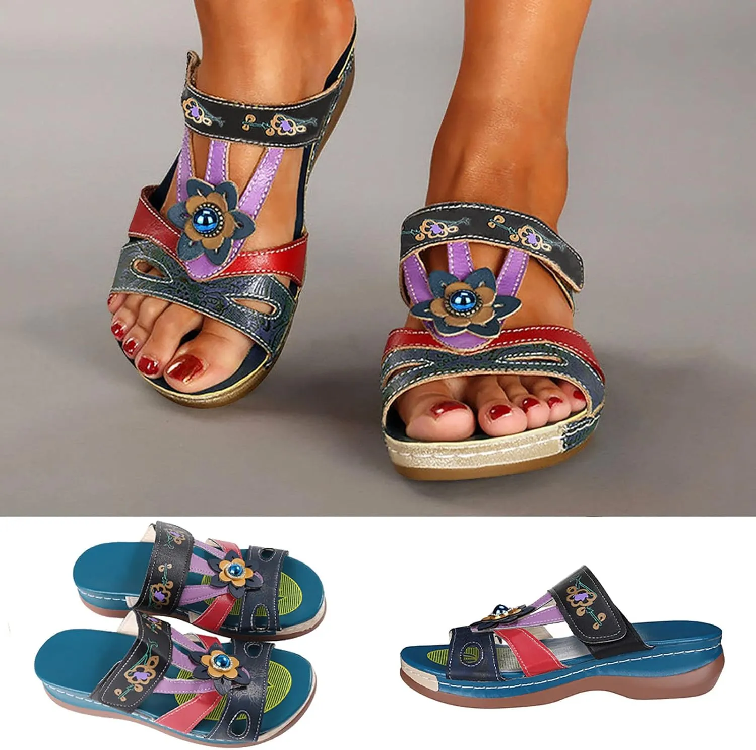 Orthopedic Summer Sandals for Women with Arch Support Walking Shoes Comfortable Adjustable Straps Lightweight Beach Casual Outdoor Plantar Fasciitis Relief