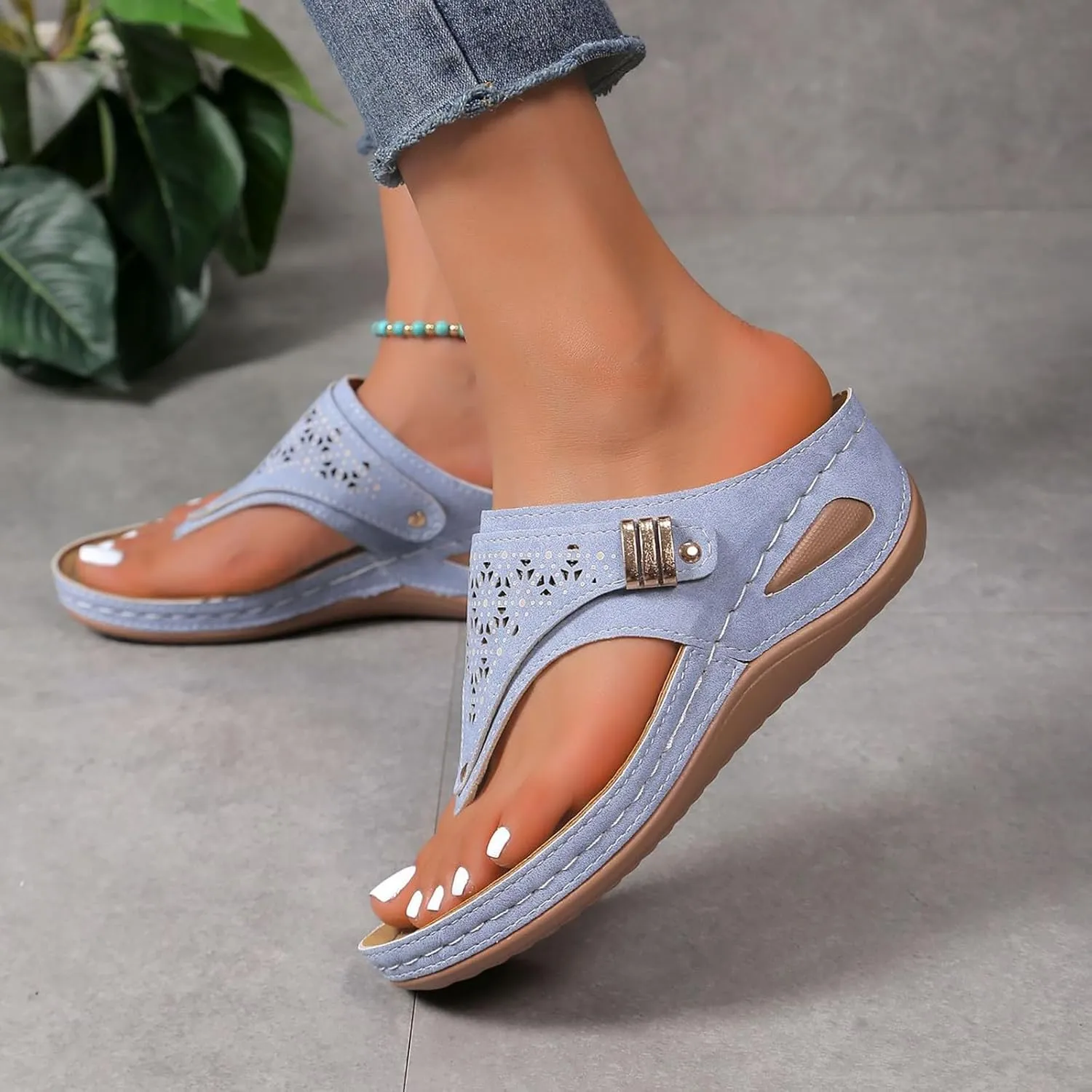 Orthotic Sandals for Women 2025 Slippers Orthopedic Womens Fashion Orthotic Flip Flops Yoga Mat Slides Comfort Plantar Fasciitis Arch Support Slip on Flat Sandals Ladies Soft Cushion