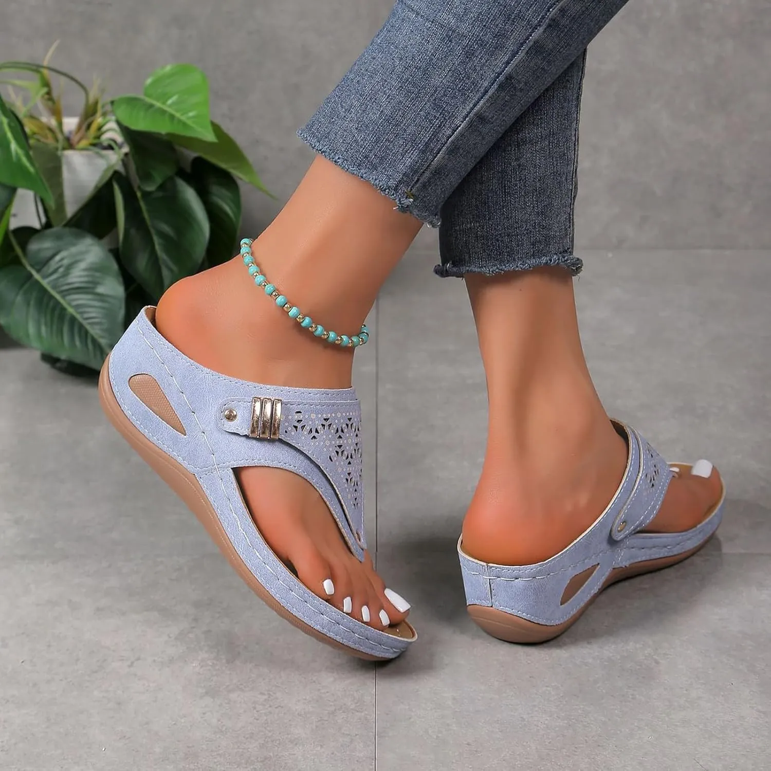 Orthotic Sandals for Women 2025 Slippers Orthopedic Womens Fashion Orthotic Flip Flops Yoga Mat Slides Comfort Plantar Fasciitis Arch Support Slip on Flat Sandals Ladies Soft Cushion