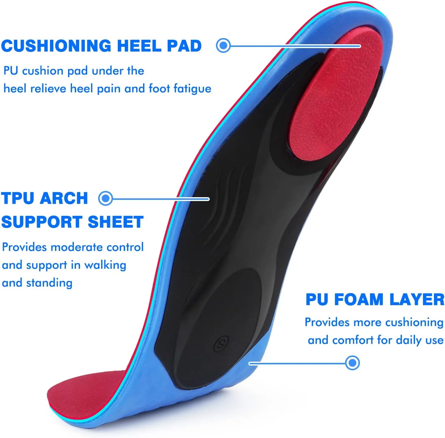 Orthotics Arch Support Metatarsalgia Insoles - Mortons Neuroma Inserts Relief Ball of Foot Pain - Orthopedic Insoles for Flat Feet - Shoe Inserts for Plantar Fasciitis (Red L)