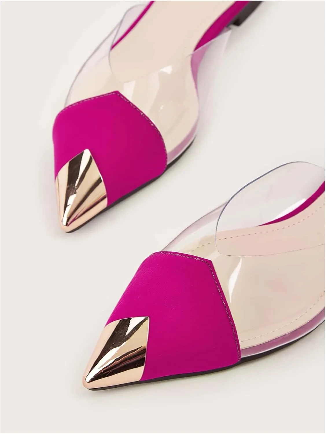 OYOANGLE Women's Metallic Transparent PVC Pointed Toe Flat Shoes Slip On Casual Outdoor Flat Mules