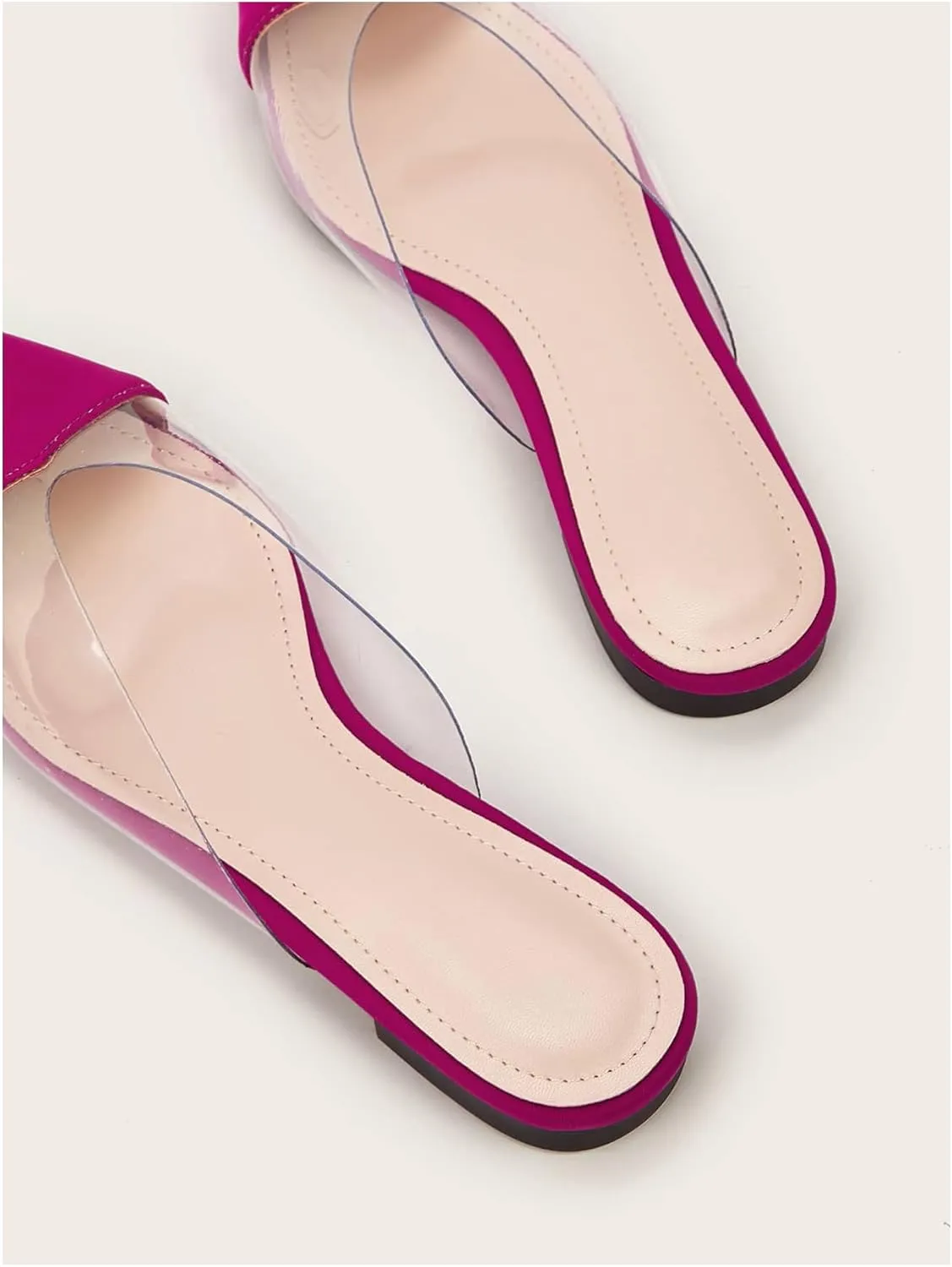 OYOANGLE Women's Metallic Transparent PVC Pointed Toe Flat Shoes Slip On Casual Outdoor Flat Mules