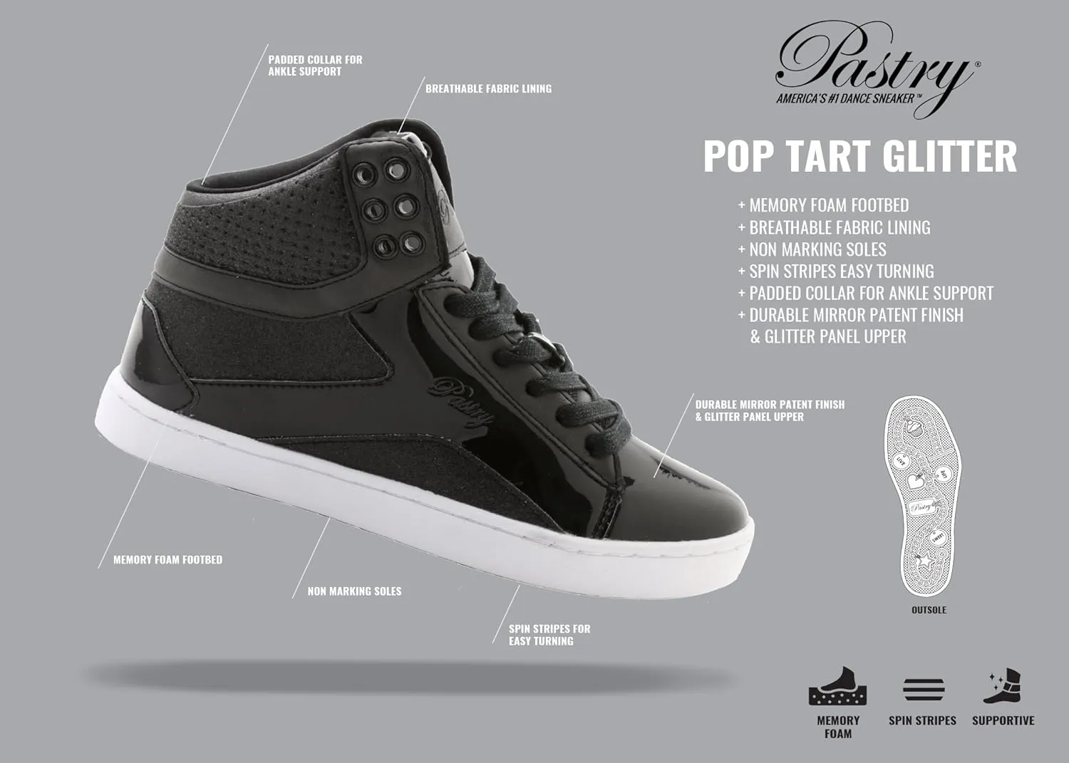 Pastry Pop Tart Glitter High-Top Sneaker & Dance Shoe for Women