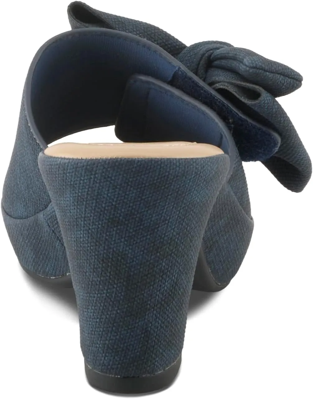 PATRIZIA Women's NORMAJEAN Slide Sandals - Denim-Inspired Design, Oversized Bow, Cushioned Footbed, 3" Heel