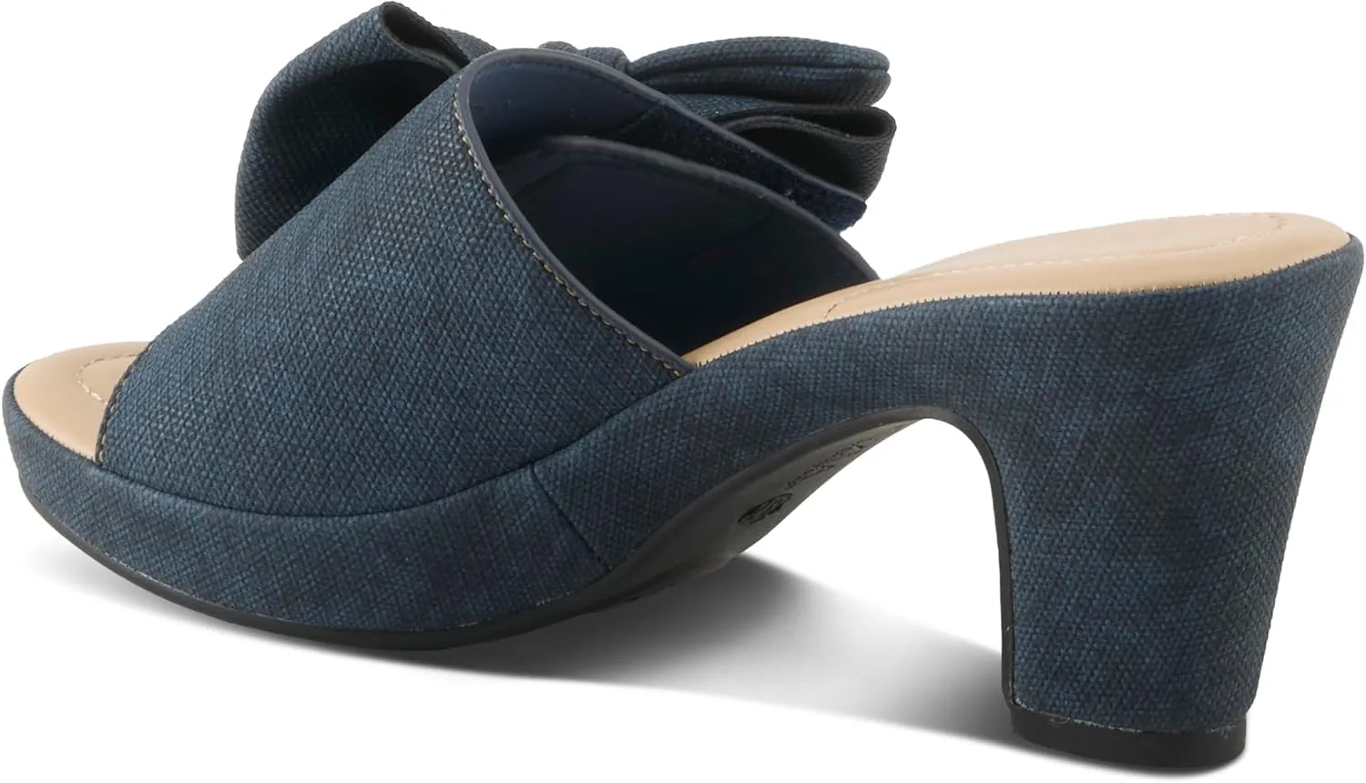 PATRIZIA Women's NORMAJEAN Slide Sandals - Denim-Inspired Design, Oversized Bow, Cushioned Footbed, 3" Heel