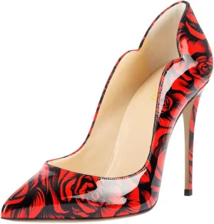 Pazzion Women Chic Sky High Heels Notched Pumps Pointed Toe Stiletto Slip On Formal Event Party Shoes Size 4-16 US