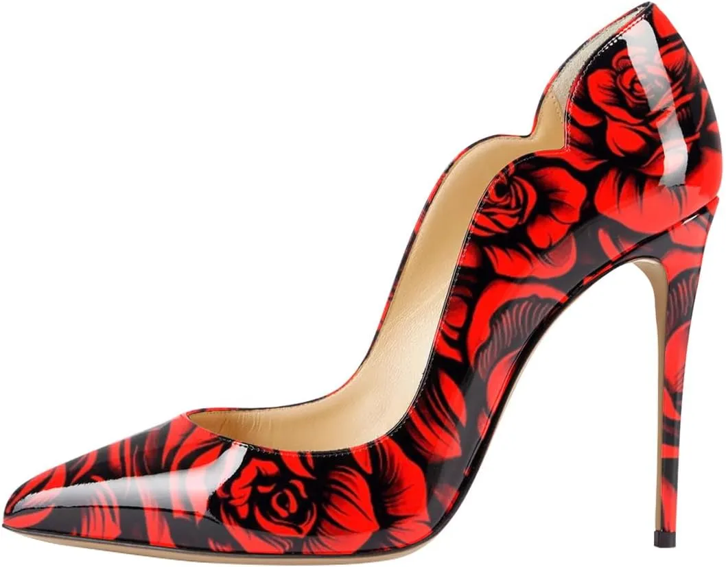 Pazzion Women Chic Sky High Heels Notched Pumps Pointed Toe Stiletto Slip On Formal Event Party Shoes Size 4-16 US