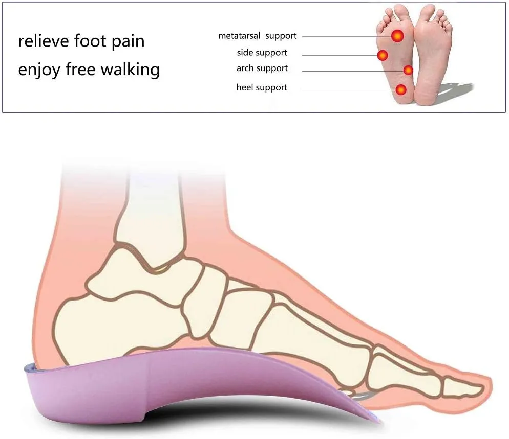 PCSsole 3/4 Orthotics Shoe Insoles High Arch Supports Shoe Insertsfor Plantar Fasciitis, Flat Feet, Over-Pronation, Relief Heel Spur Pain (XL:Men9-11/Women10-12)
