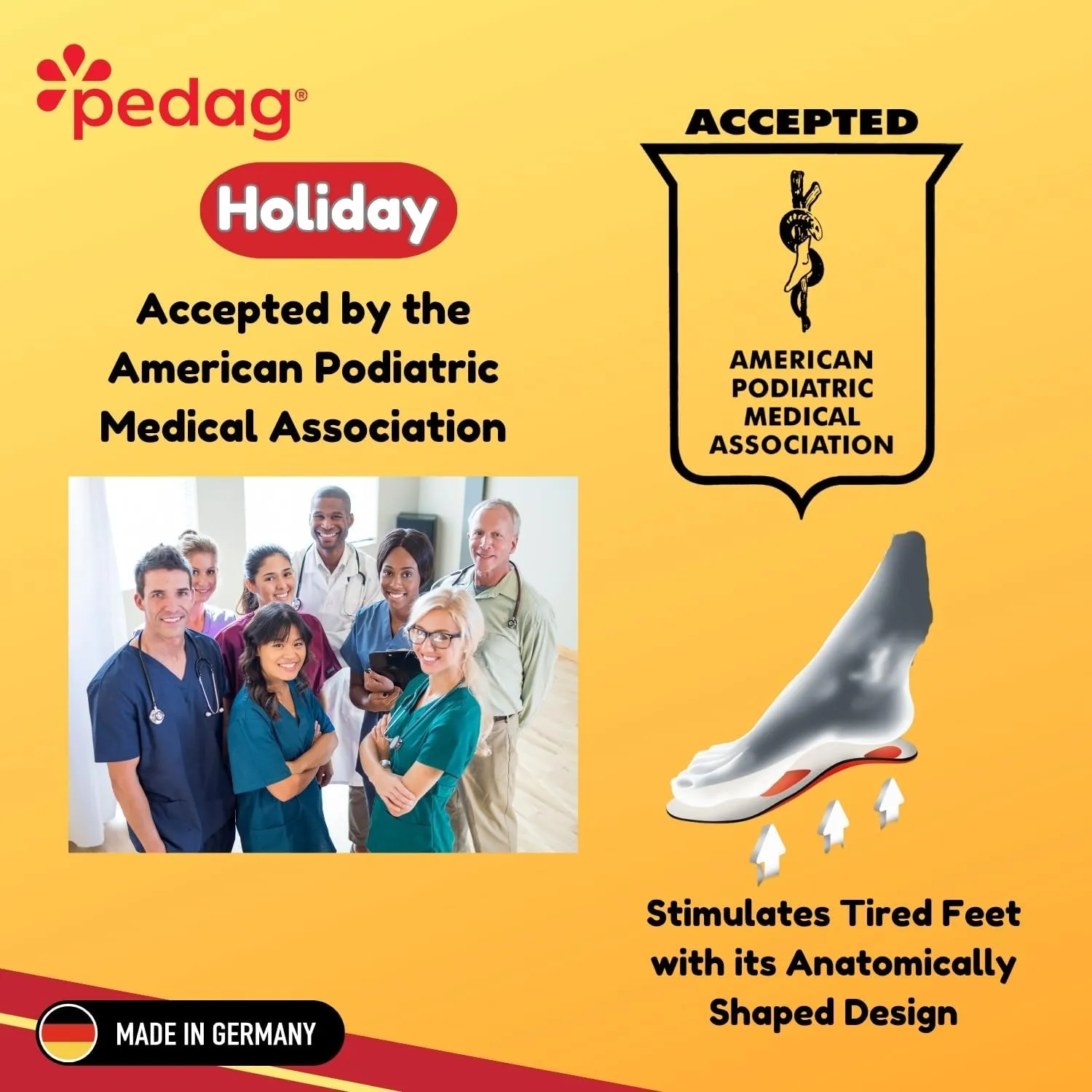 Pedag Holiday | 3/4 Length Sheepskin Orthotic Inserts | Handmade in Germany | Arch Support | Metatarsal Pad | Heel Cushion | Fits Low Profile Tight Shoes | Tan | 1 Pair | US Women 10 / EU 40 US Men 7