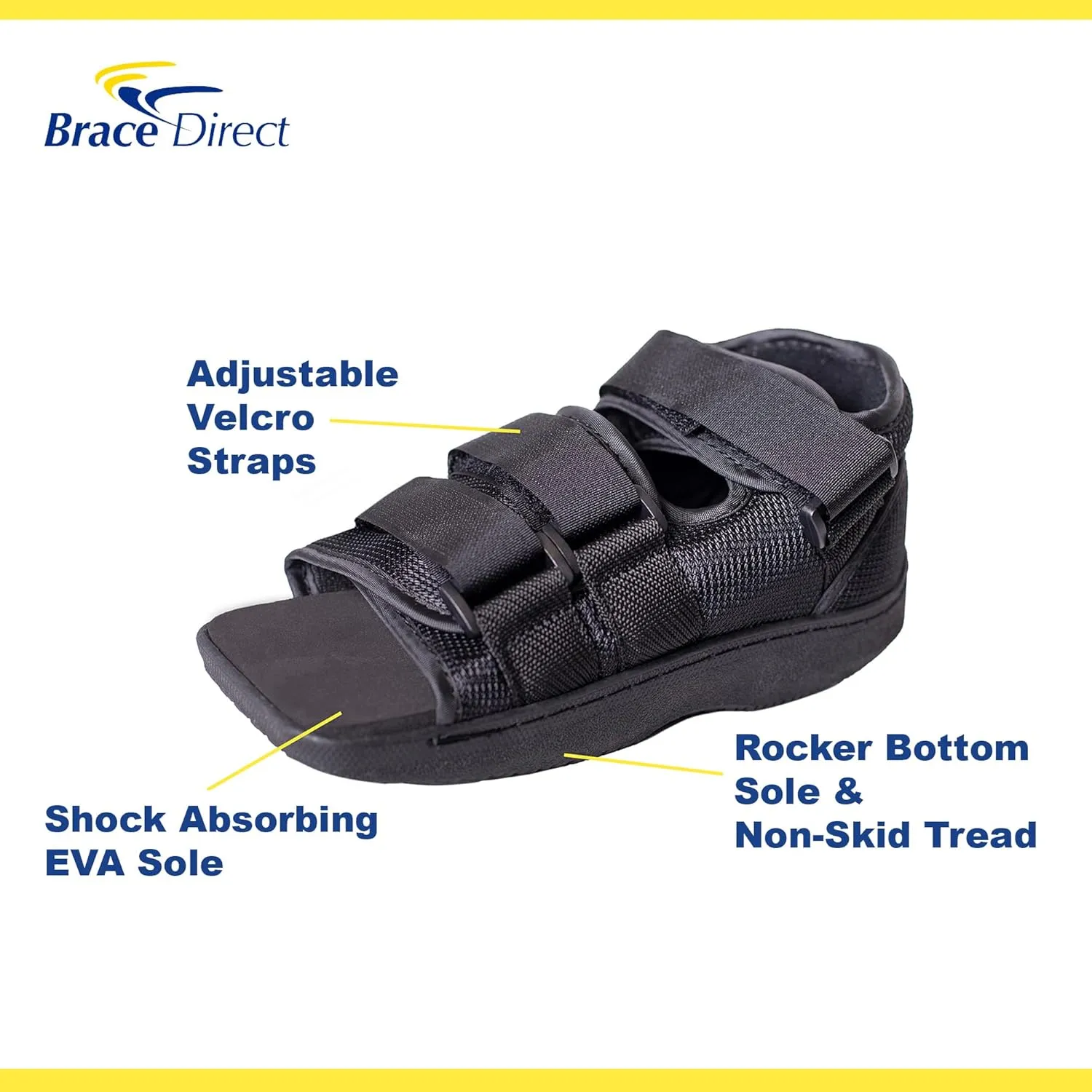 Pediatric Square-Toe Post-Op Shoe – Recovery Support for Broken or Fractured Foot & Toe Surgery, Left/Right Foot, Kids M (US Shoe 4.5-6)