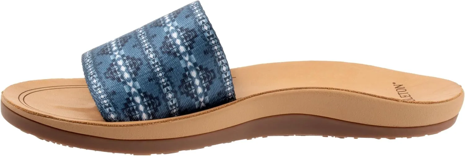 PENDLETON Women's Slide, Colorful Patterned Fabric and Leather Upper, Non-Slip Rubber Sole, Arch Support, 0.5" Heel