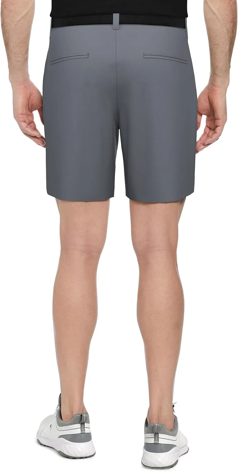PGA TOUR Men's 8" Solid Performance Pull-on Golf Shorts with Stretch Waistband, Moisture-Wicking, Sun Protection