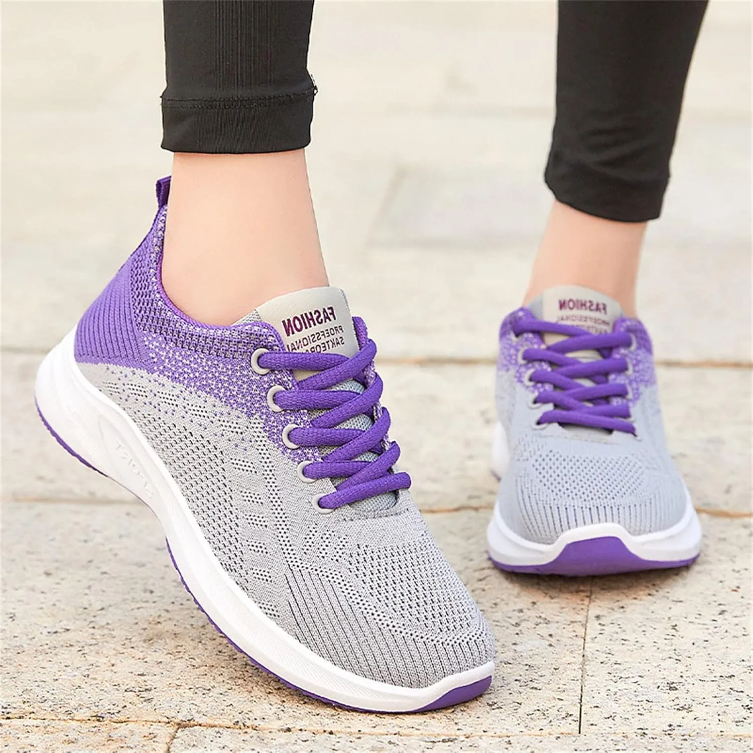 Pimfylm Women's Comfort Walking Shoes Slide Soles, Ultra Light-Weight Ortho Stretch Cushion Shoes for Women Mesh Athletic Style