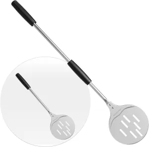 Pizza Peel - Perforated Turner, Adjustable Long Handle, Harden Anodizing, Oven Accessories