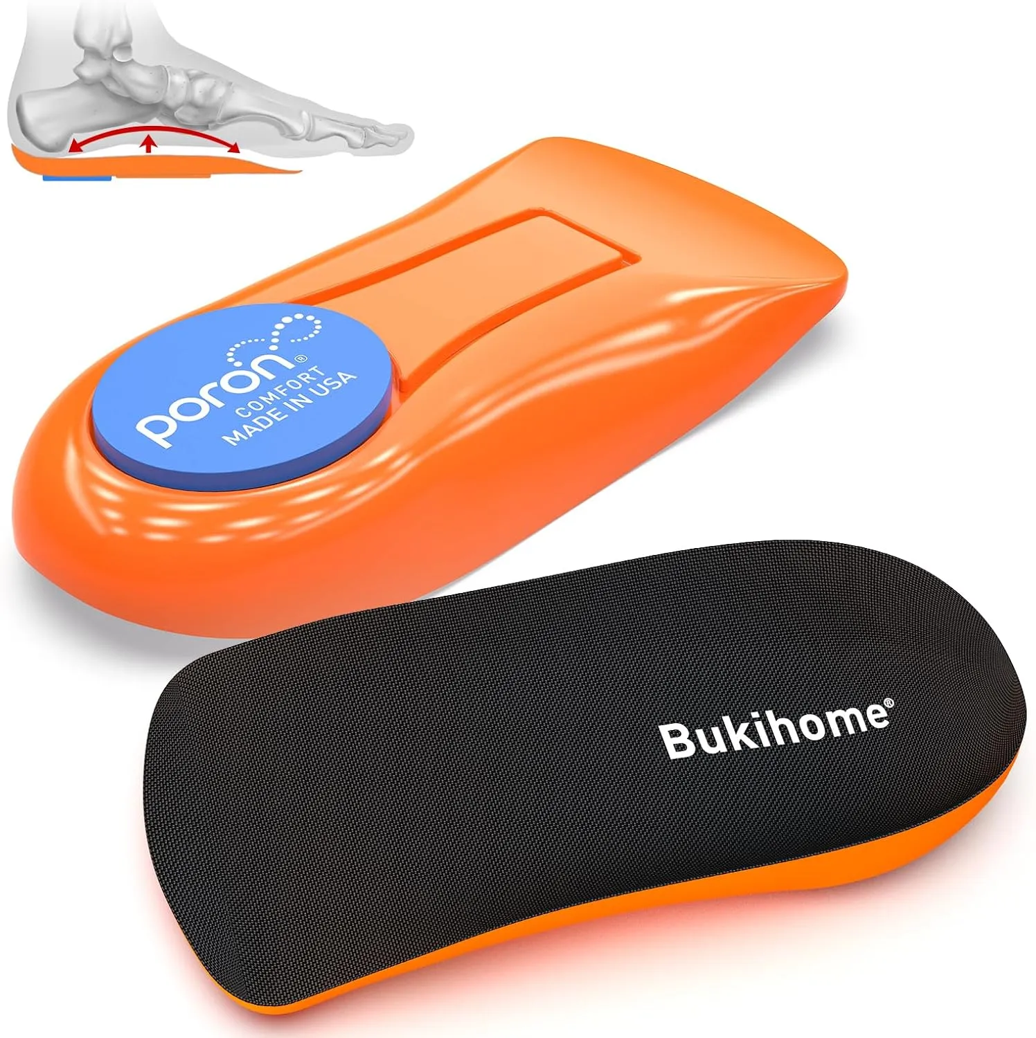 Plantar Fasciitis Heel Cups - Bukihome Arch Support Gel Heel Cushions for Heel Pain Relief, Achilles Tendonitis, Heel Spur, Heel Support, Women 9.5-13 & Men 8.5-12