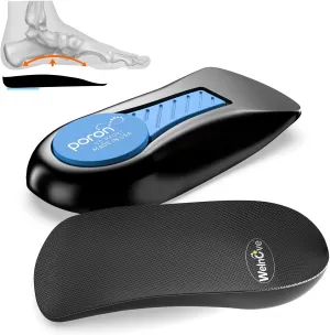 Plantar Fasciitis Heel Support Inserts - Welnove Low Arch Support Heel Cushion Cups for Heel Pain Heels Spur Achilles Tendonitis - Orthotic Shoe Insert for Women's 9.5-13, Men's 8.5-12 - 1 Pair