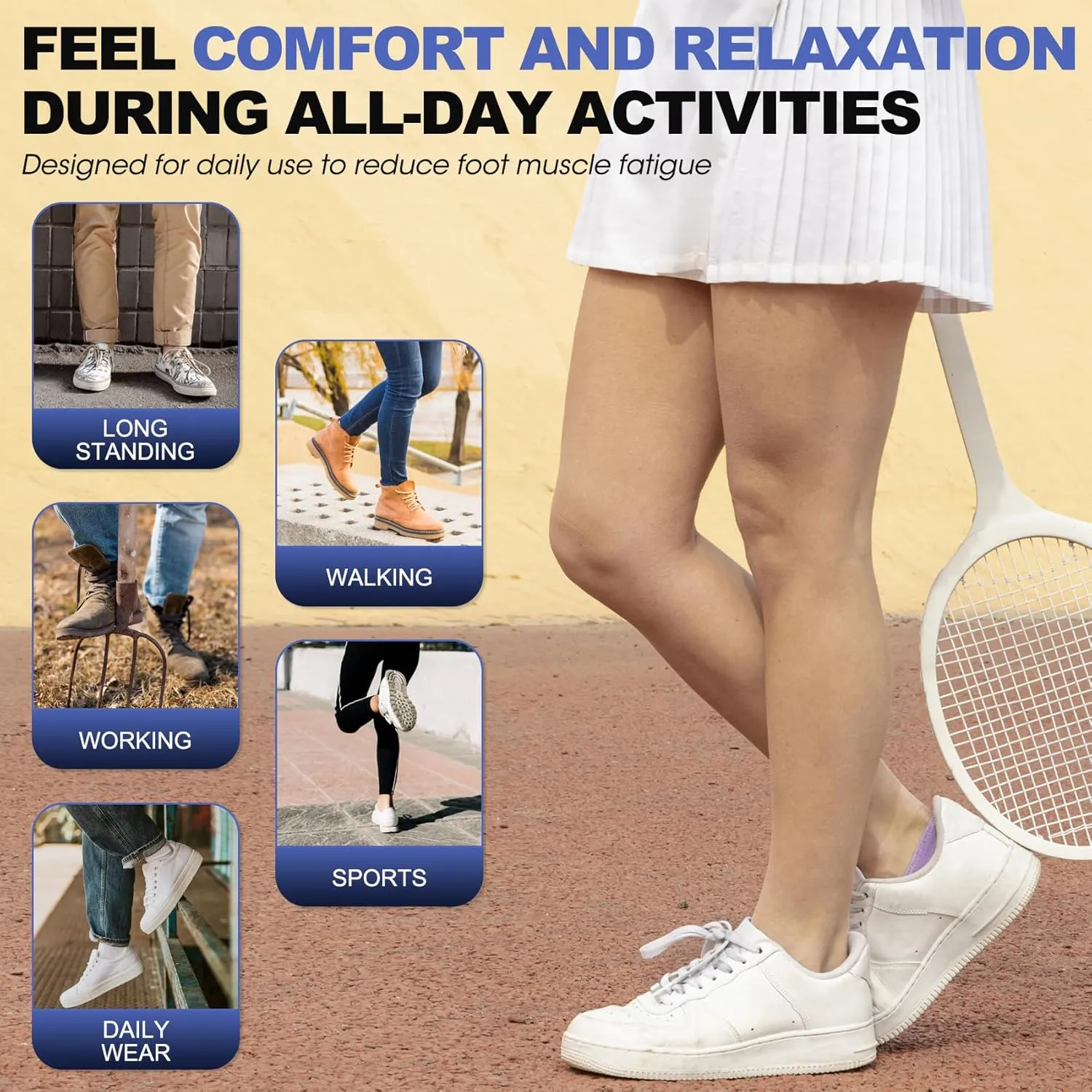 Plantar Fasciitis Insoles, Arch Support Inserts 220  lbs Pain Relief Orthotic for Men Women, Flat Feet Running Work Boot Insole for Standing All Day-XS