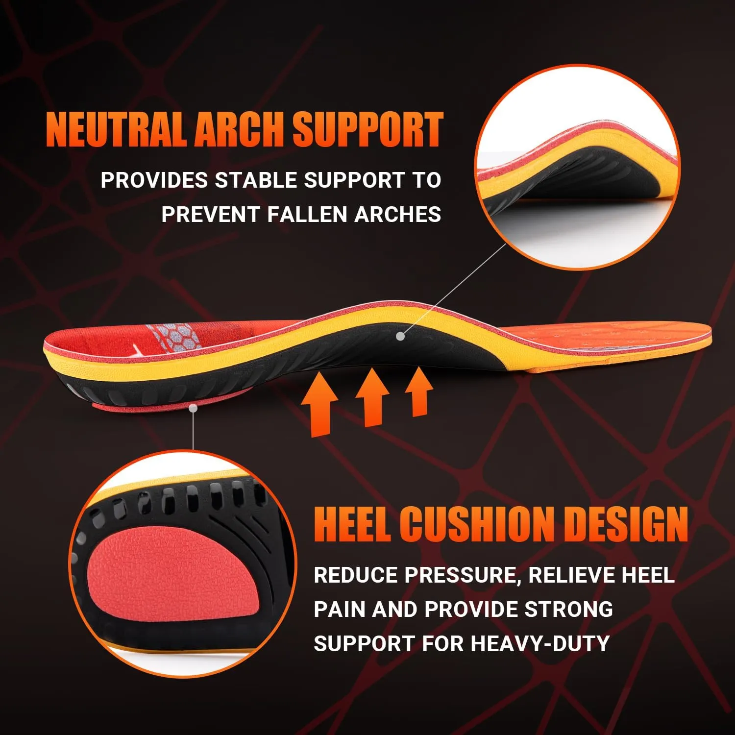 Plantar Fasciitis Insoles Men Women,Arch Support Inserts,Pain Relief Orthotics for Flat Feet,High Arch,Foot Pain - Work Boot Shoe Insoles for Standing All Day,Comfort,Shock Absorbing