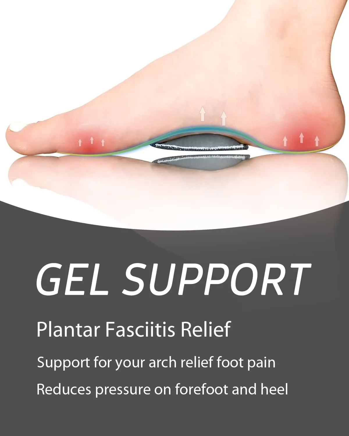 Plantar Fasciitis Relief - Copper Arch Support Braces/Sleeves with Gel Pads, Flat Foot Pain Relief (Men & Women,1 Pair,Black)