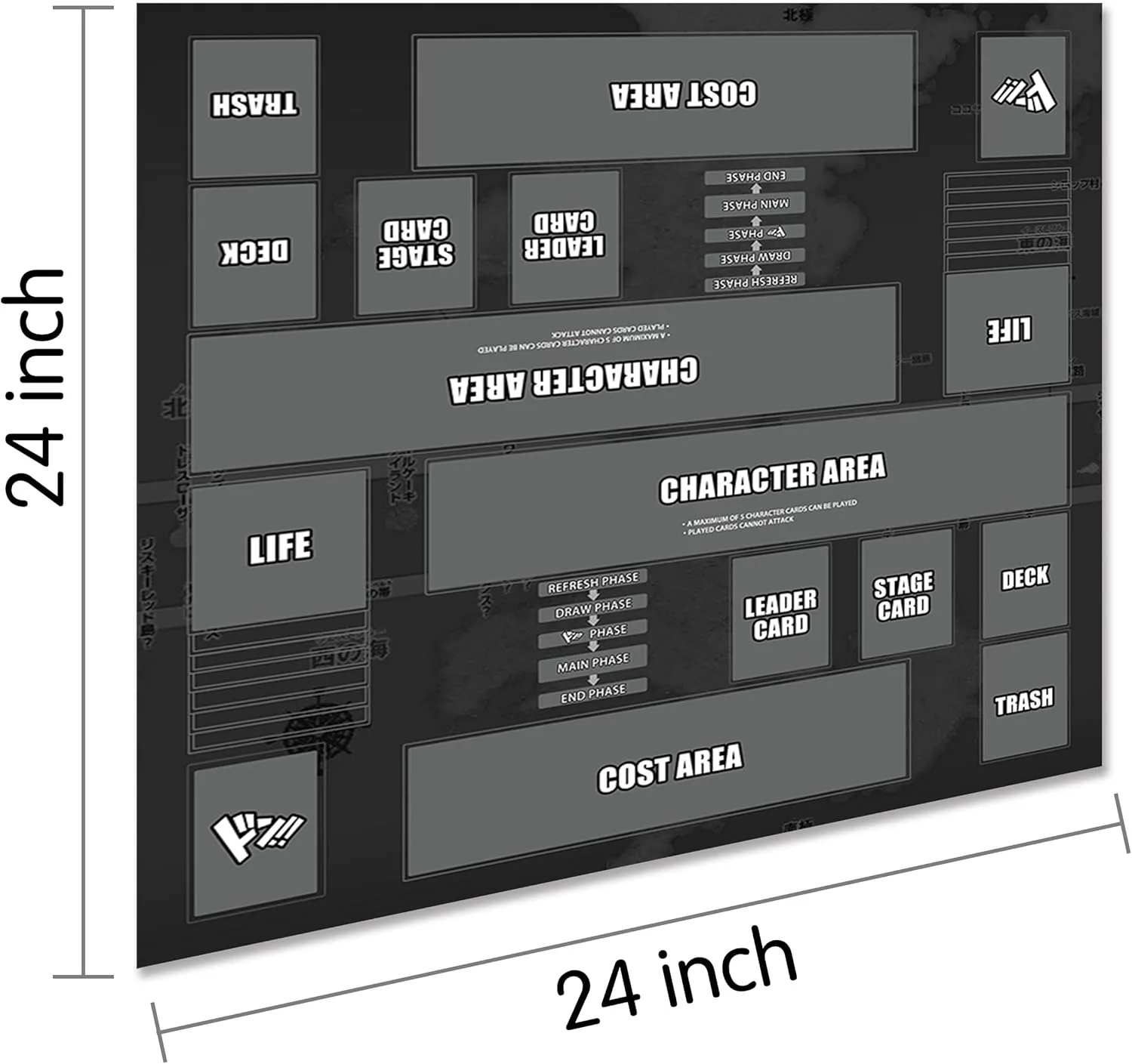 Playmat for One Piece Card Game for Two Players, 24x24 inches, with 4-Pocket Card Binder Set and 400  Card Capacity (Black)