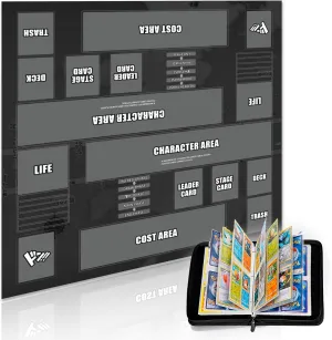 Playmat for One Piece Card Game for Two Players, 24x24 inches, with 4-Pocket Card Binder Set and 400  Card Capacity (Black)