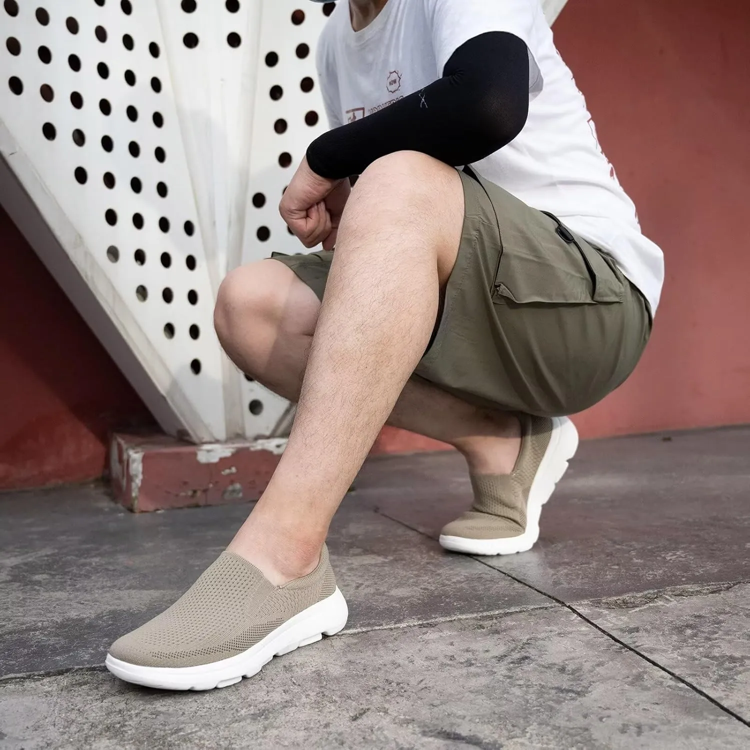 poemlady Men's Casual Slip on Walking Loafer Shoes -Mesh Tennis Work Sneakers