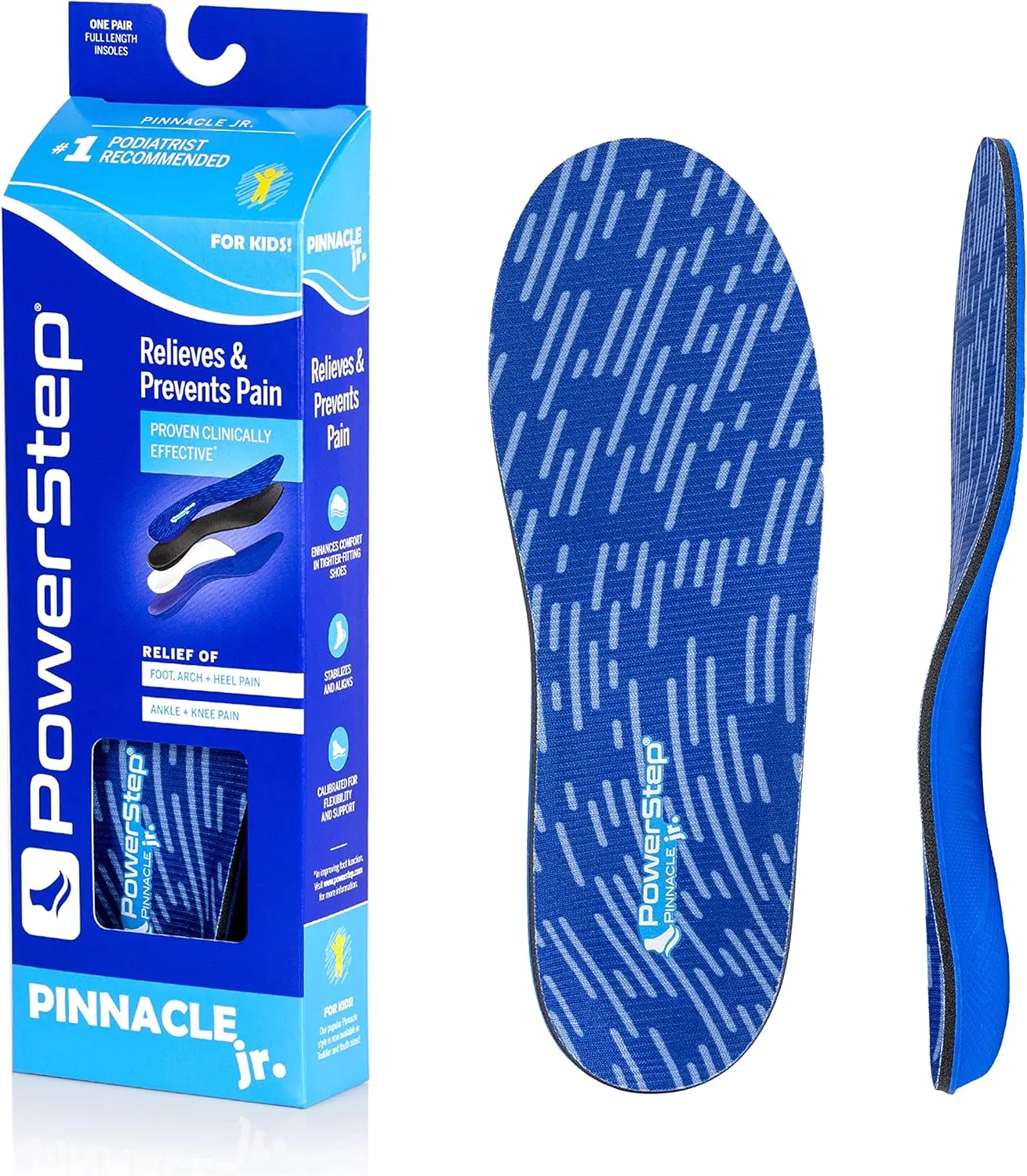 PowerStep Insoles,Pinnacle Junior Kids Pain Relief Shoe Insert, Maximum Cushioning Shoe Insert, For Kids