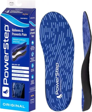 PowerStep Original Insoles - Arch Pain Relief Orthotics for Tight Shoes - Foot Support for Plantar Fasciitis, Mild Pronation and Foot & Arch Pain - Shoe Inserts for All - Made in USA (M 4-4.5 W 6-6.5)