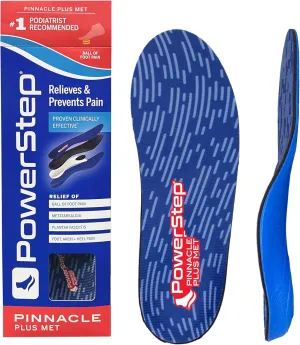 PowerStep Pinnacle Plus Ball of Foot Pain Relief Orthotics - Shoe Inserts for Metatarsalgia, Arch Support & Morton's Neuroma Pain Relief - Made in USA Insoles with Metatarsal Pad (M 9-9.5, F 11-11.5)