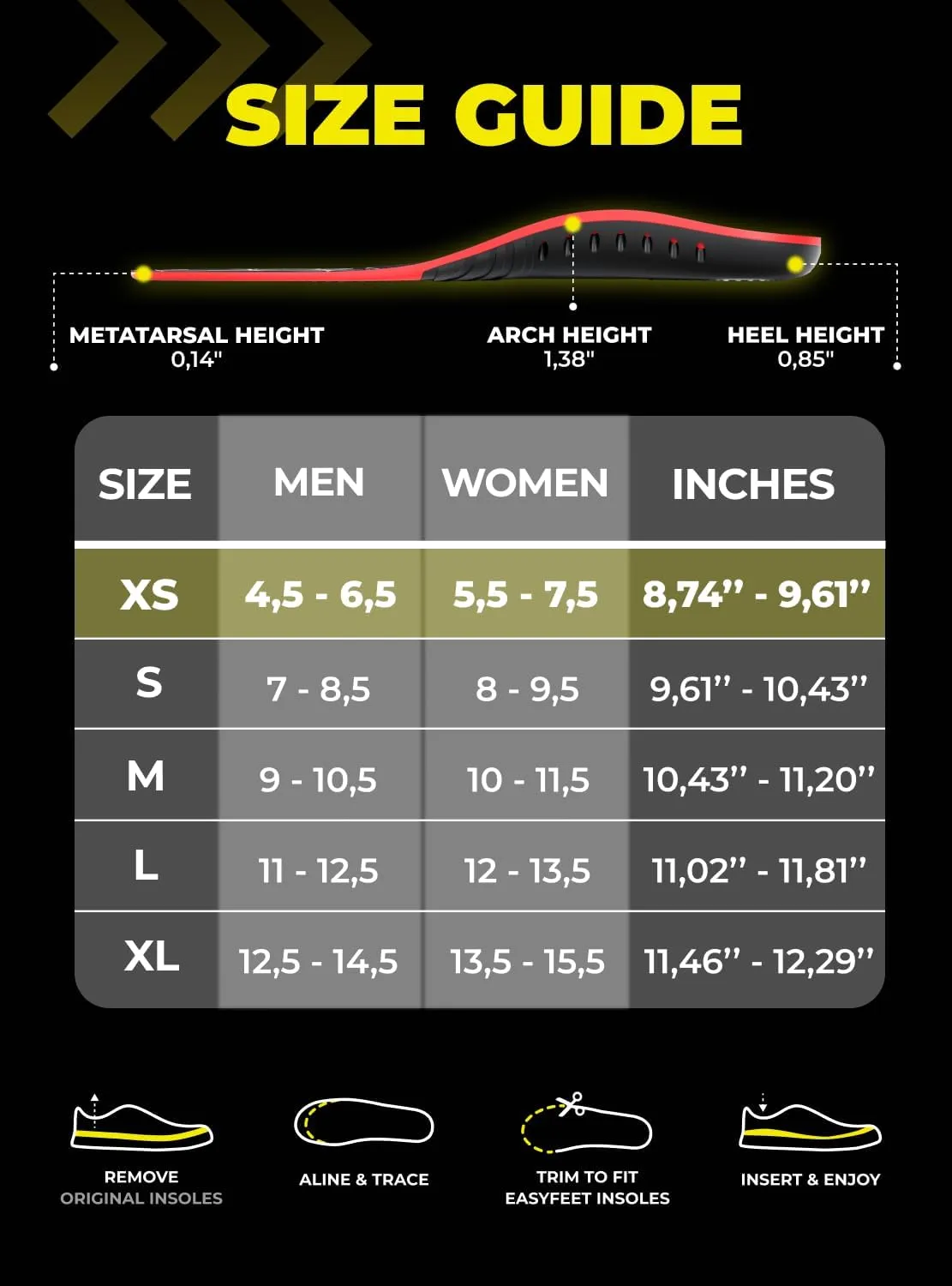Premium Anti-Fatigue Shoe High Arch Support Insoles Men Women - Plantar Fasciitis Inserts - Orthotic Inserts Shoe Soles Standing All Day - Flat Feet Foot - Work Boot Insoles