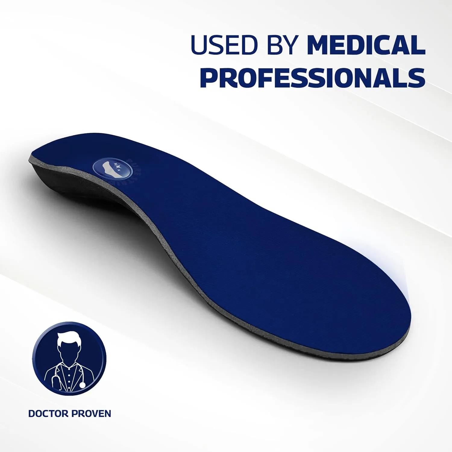 Pure Stride Bold Professional Full Length Orthotics -Shoe Support for Metatarsals, High Arch, Flat Feet - Pain Relief for Plantar Fasciitis, Arch, Heel - 1 Pair, Men 10-10.5/Women 12-12.5, Bold Blue