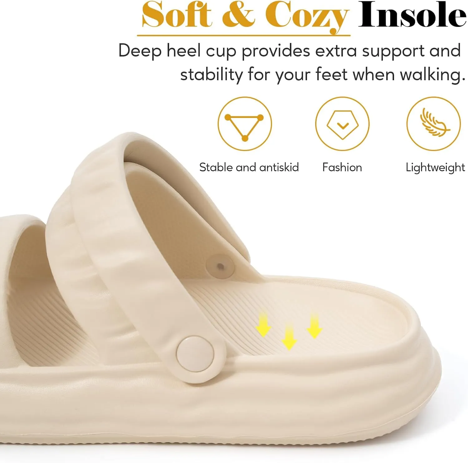 QIGEGE Water Sandals for Womens, Orthotic Slides Fashion Flat Summer Sandals With Comfortable Plantar Fasciitis Arch Support