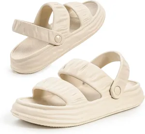QIGEGE Water Sandals for Womens, Orthotic Slides Fashion Flat Summer Sandals With Comfortable Plantar Fasciitis Arch Support