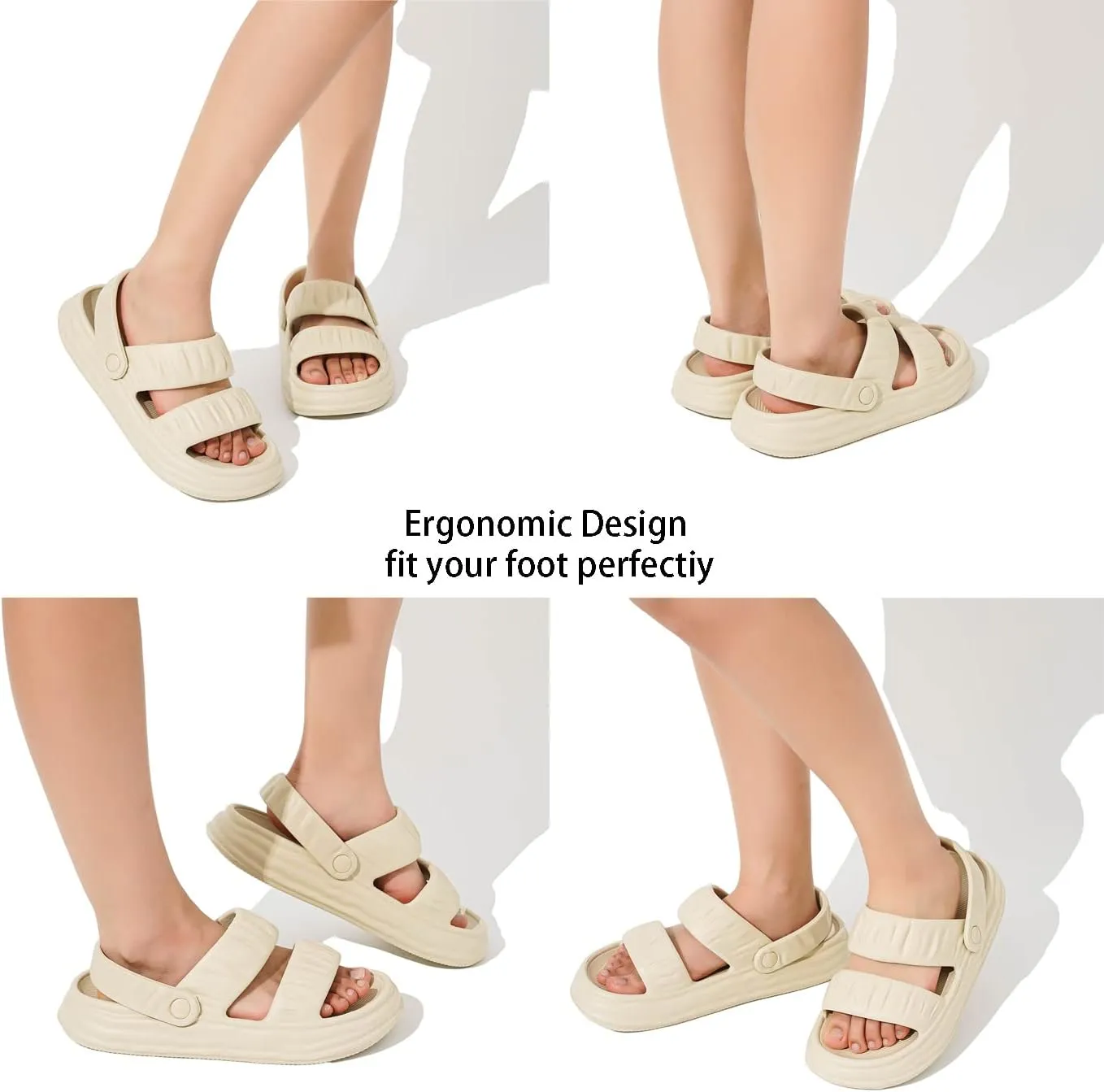 QIGEGE Water Sandals for Womens, Orthotic Slides Fashion Flat Summer Sandals With Comfortable Plantar Fasciitis Arch Support