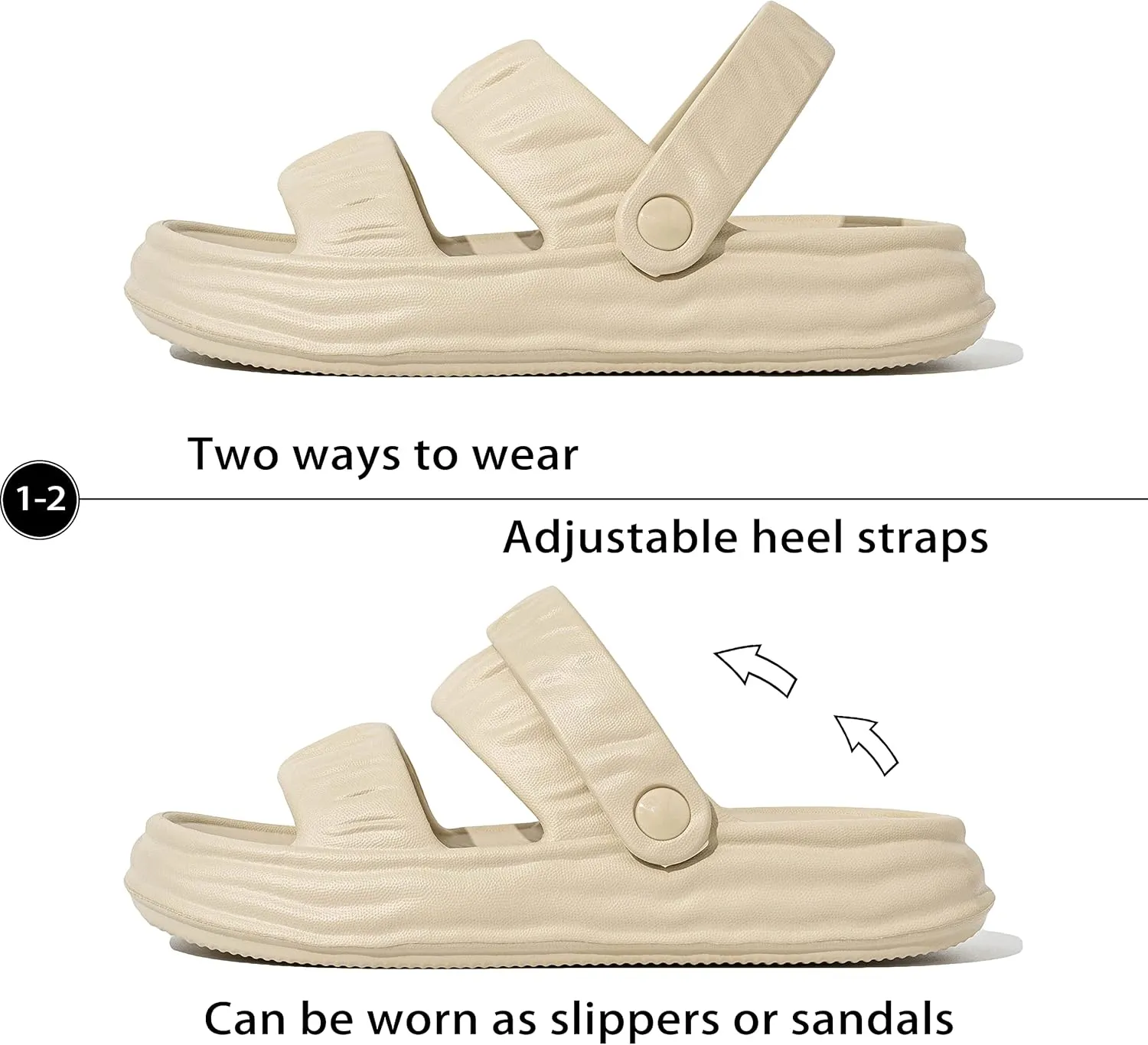 QIGEGE Water Sandals for Womens, Orthotic Slides Fashion Flat Summer Sandals With Comfortable Plantar Fasciitis Arch Support