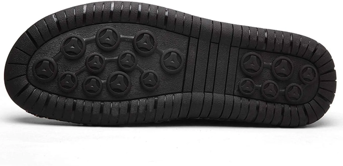 Qiucdzi Men's Casual Penny Loafers Breathable Lace-up Driving Boat Shoes Handmade Flats Dress Shoes