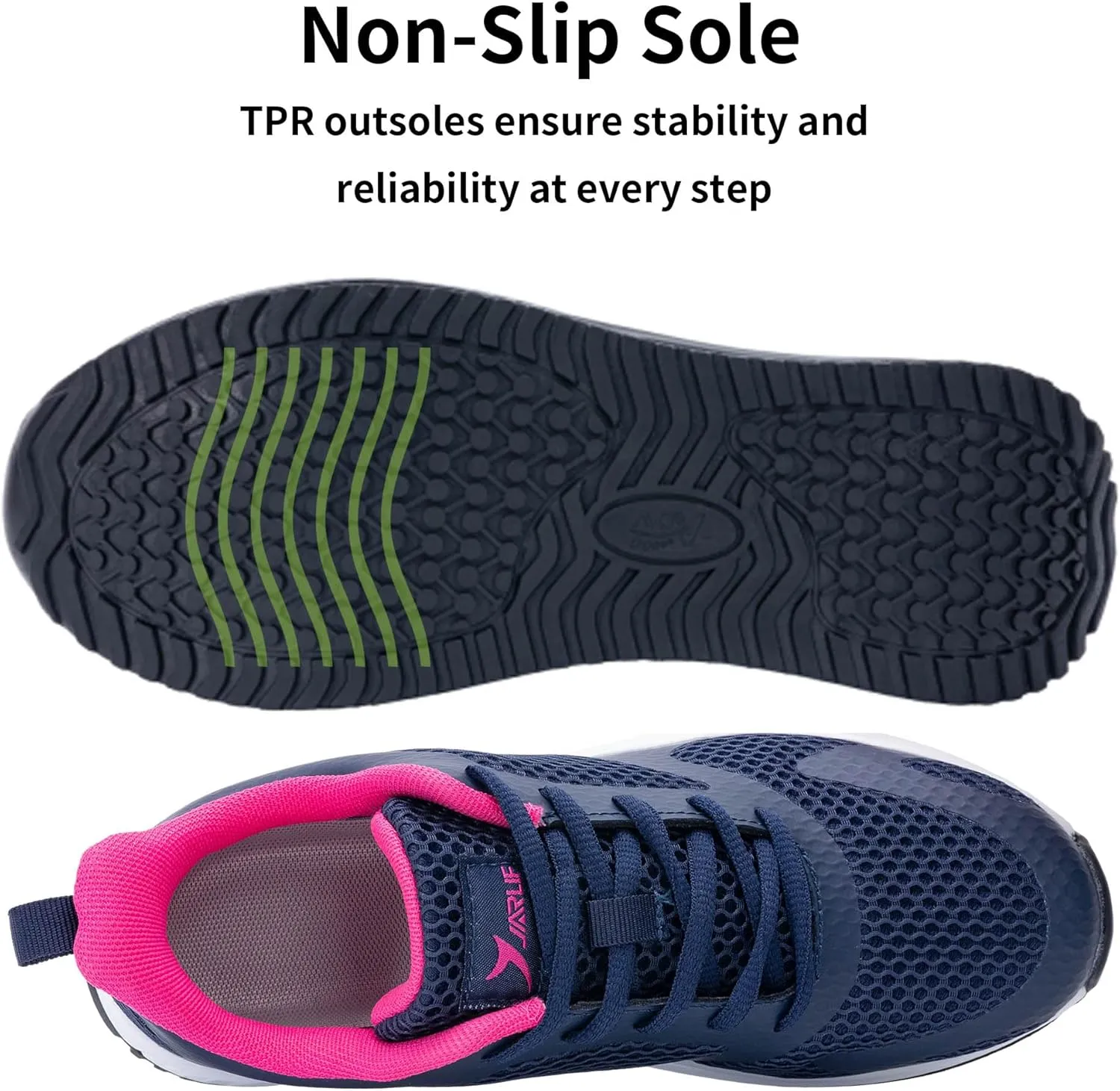 Quseek Womens Plantar Fasciitis Walking Shoes Orthotic Tennis Sneakers Comfortable Non-Slip Breathable Orthotic Shoe for Foot Heel Pain Relief Size US 6-11