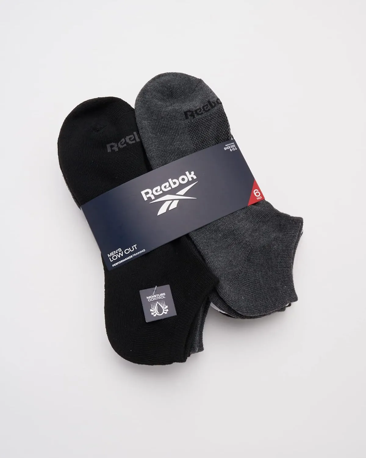Reebok Men’s Low Cut Socks – 6 Pack Basic Cushion Low Cut No Show Socks for Men - Men's Athletic Socks (Size: 6-12.5)