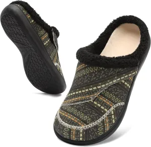 relxfeet Mens Slippers Adjustable Diabetic Shoes Wide Toe Box House Slippers Indoor Outdoor Slip On Warm Clogs for Swollen Feet