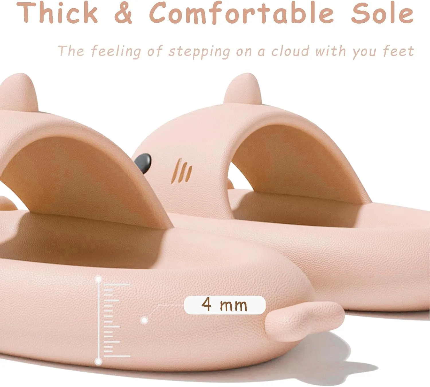 rosyclo Shark Slides for Women and Men, Cute Shark Slippers Adult Youth Cloudy Summer Soft Lightweight Anti-Slip Thick Sole Beach House Cloud Cushioned Shower Slide Sandals Indoor Outdoor