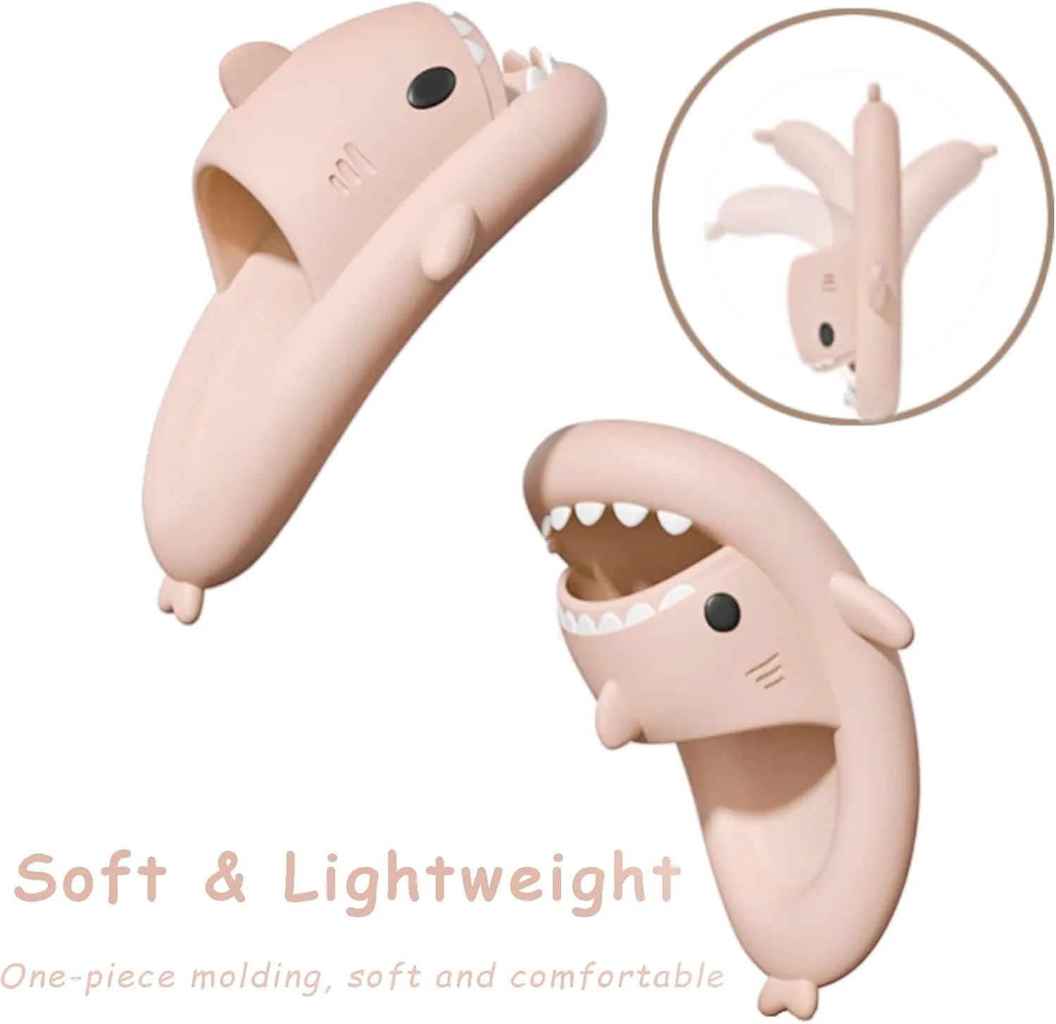 rosyclo Shark Slides for Women and Men, Cute Shark Slippers Adult Youth Cloudy Summer Soft Lightweight Anti-Slip Thick Sole Beach House Cloud Cushioned Shower Slide Sandals Indoor Outdoor