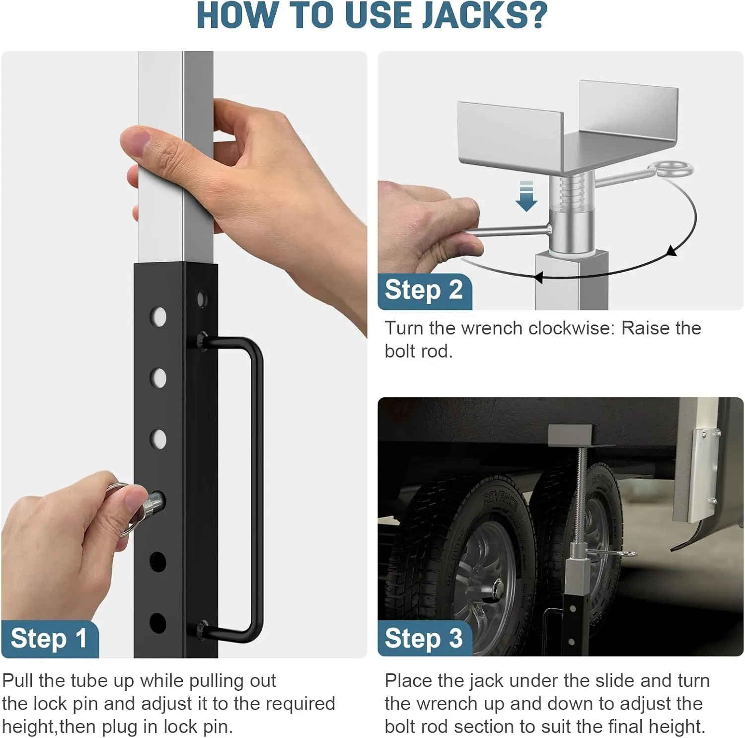 RV Slide Out Support Jacks Adjustable from 15'' to 35'', Universal Heavy-Duty Camper Stabilizer Jacks for RV Travel 5th Wheel, Up to 5000 LBS Capacity (2 Pcs)