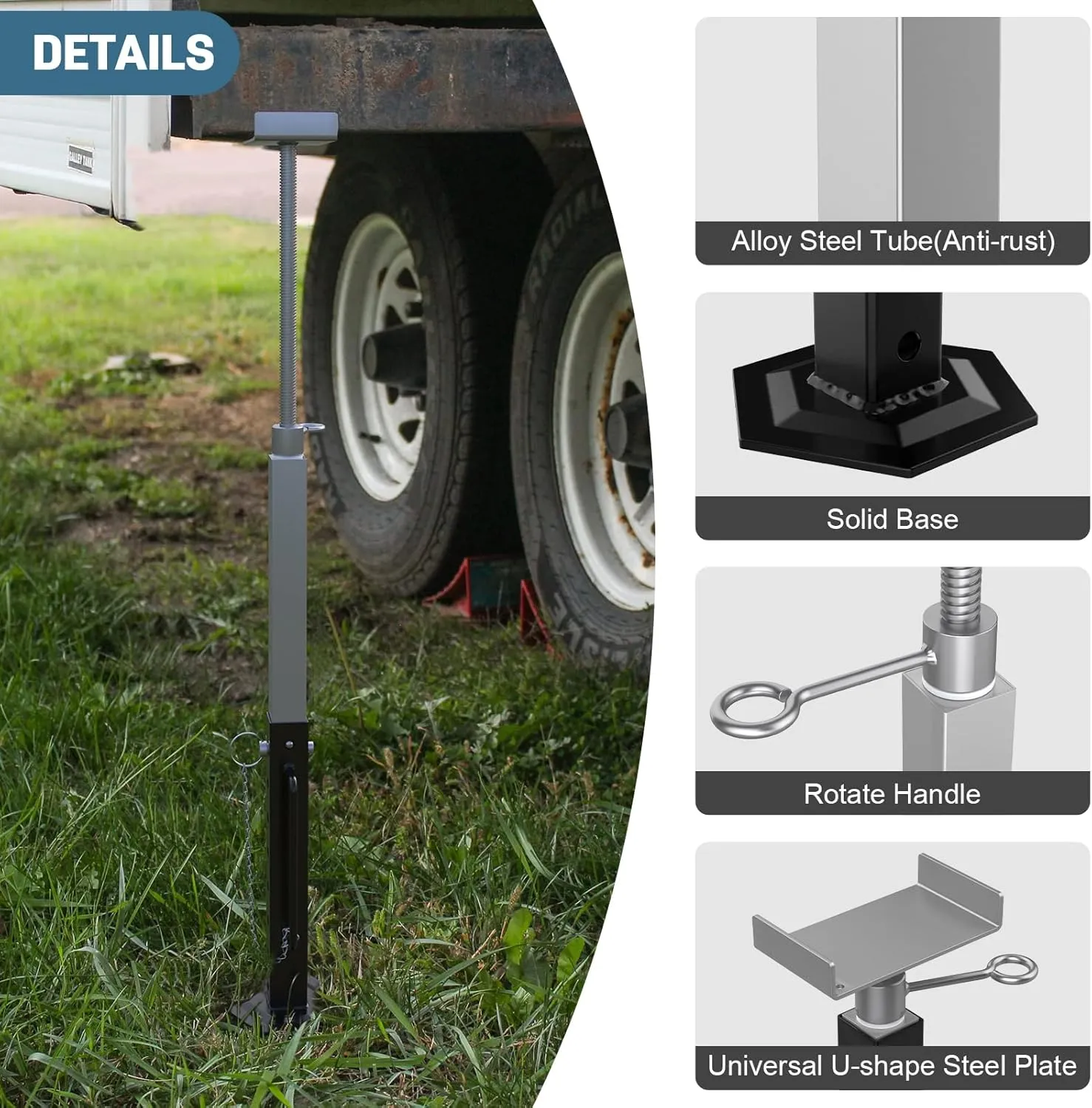RV Slide Out Support Jacks Adjustable from 15'' to 35'', Universal Heavy-Duty Camper Stabilizer Jacks for RV Travel 5th Wheel, Up to 5000 LBS Capacity (2 Pcs)