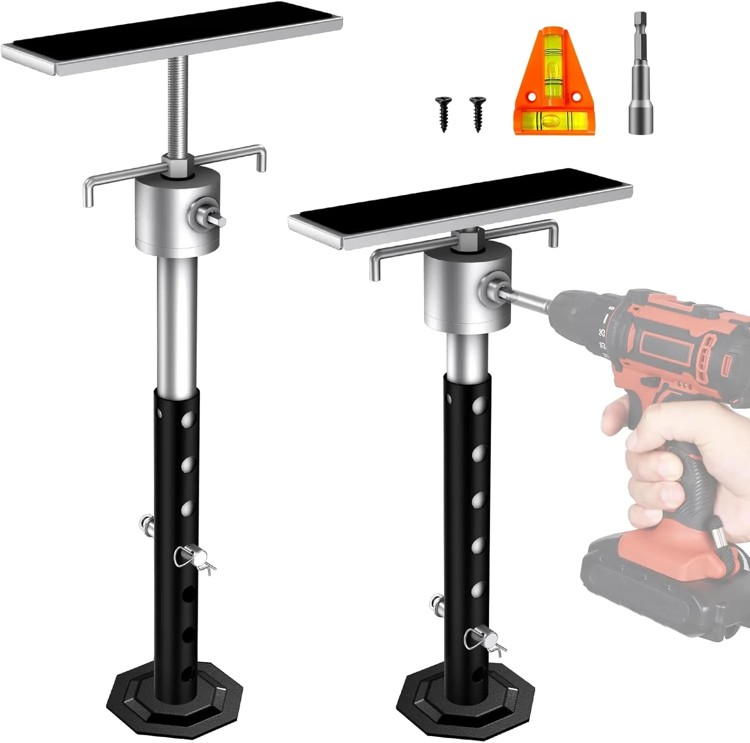 RV Slide Out Support Jacks with Flat Top Block, Adjustable from 16" to 36", Heavy Duty Quick Lift Stabilizer up to 5000 lbs Capacity,Set of 2 Trailer Stabilizers for Travel Camper RV