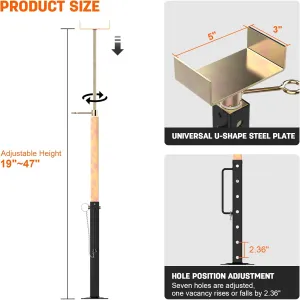 RV Slide Out Supports Stabilizer Jacks 2 Pcs Heavy Duty Rust Resistant Steel Adjustable from 19'' to 47'' for 5th Wheel 5000 lbs Capacity, Camper Supports Stabilizer Jack Stand
