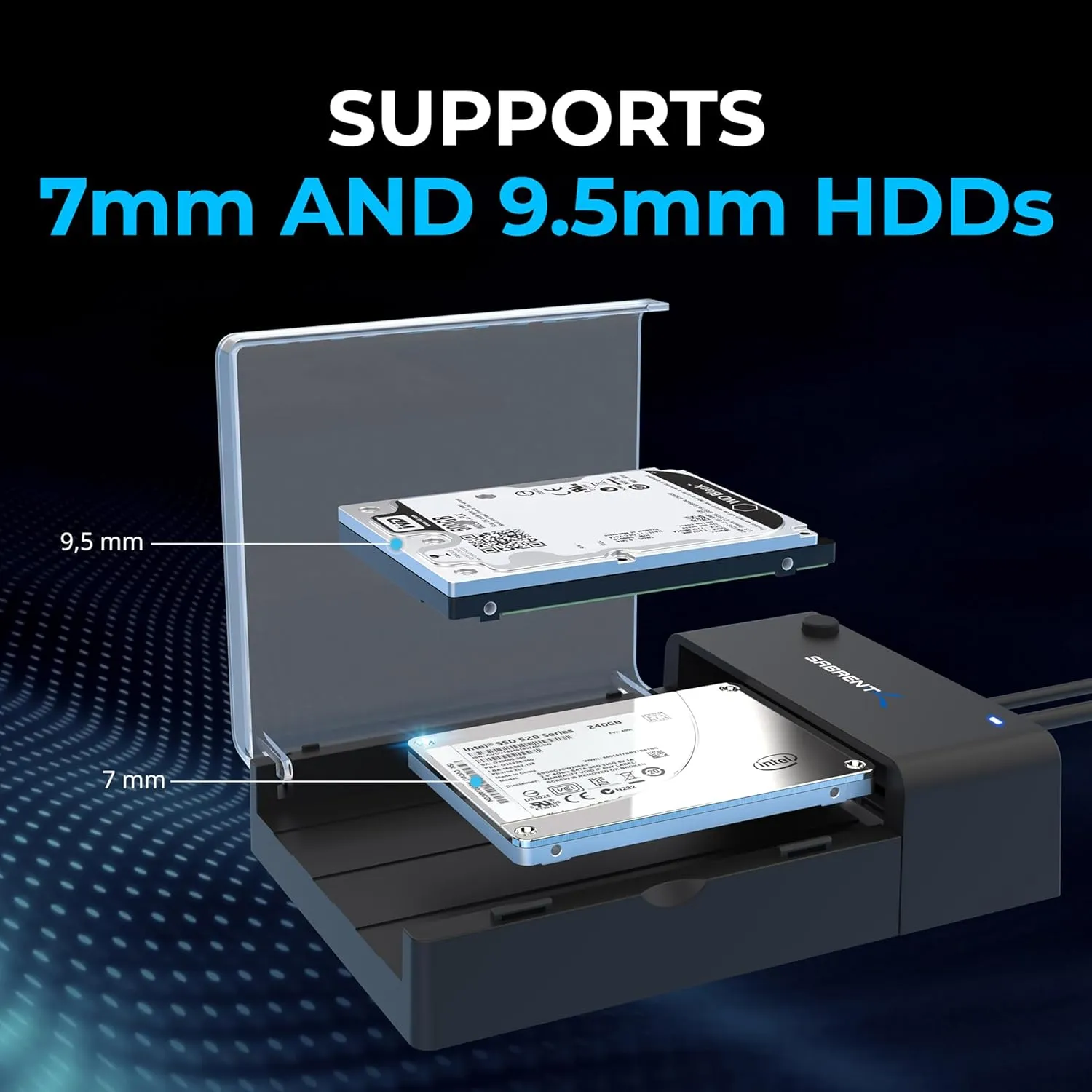 SABRENT USB 3.0 to SATA External Hard Drive Lay-Flat Docking Station for 2.5 or 3.5in HDD, SSD [Support UASP] (EC-DFLT)