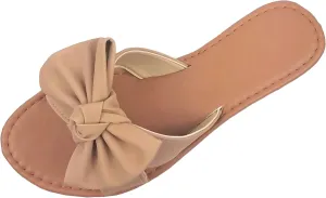SAMANTHA Sandals Slip On Slide Flat with Twist Knot Bow