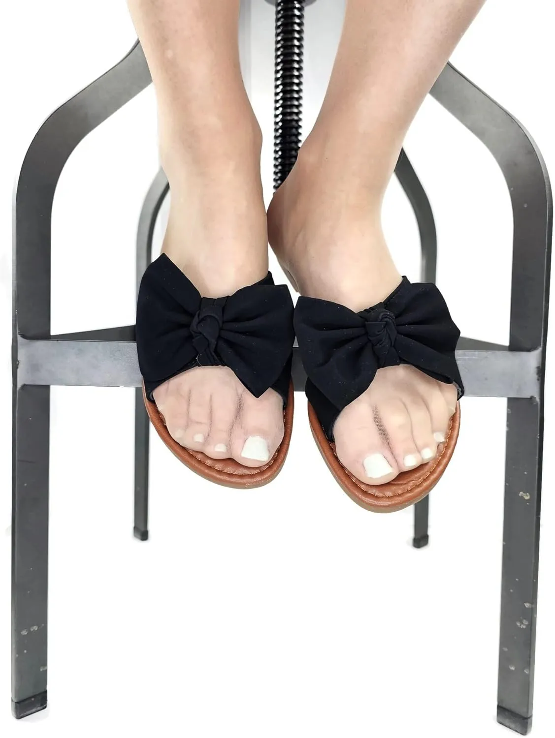 SAMANTHA Sandals Slip On Slide Flat with Twist Knot Bow