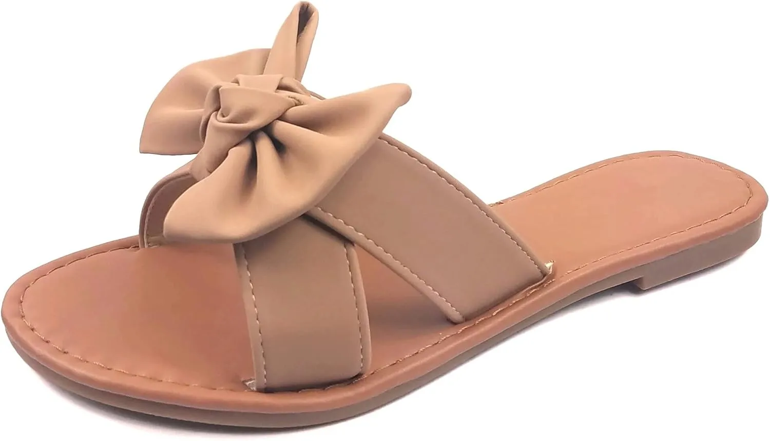 SAMANTHA Sandals Slip On Slide Flat with Twist Knot Bow